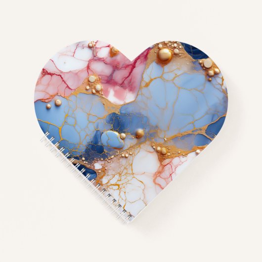 Röte & Saphir Marmor mit goldenen Perlen Notizblock (Vorderseite)