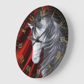Rote Satin-PferdeWanduhr Große Wanduhr (Winkel)