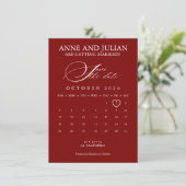 Rote Save-the-Date-Karte Kalender & Foto (Stehend Vorderseite)