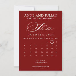 Rote Save-the-Date-Karte Kalender & Foto