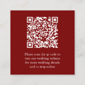 Rote scannbare QR-Code-Hochzeitseinschlusskarte Begleitkarte (Rückseite)