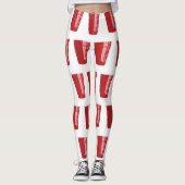 Rote Schalen-Bier Pong Leggings (Vorderseite)