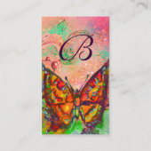 ROTE SCHALTFLÄCHE, GELBE GOLD-GLITZERN-Monogramm Visitenkarte (Rückseite)