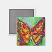 ROTE SCHALTFLÄCHE IN BLAUEN GREEN GOLD GLITZERN MAGNET (Vorderseite/Rückseite)