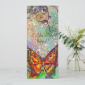 ROTE SCHALTFLÄCHE IN BLAUEN GRÜNEN AQUAMARIN GOLD EINLADUNG (Stehend Vorderseite)