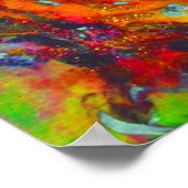 ROTE SCHALTFLÄCHE IN BLAUEN GRÜNEN AQUAMARIN GOLD POSTER (Ecke)