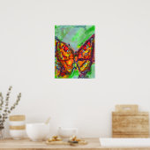 ROTE SCHALTFLÄCHE IN BLAUEN GRÜNEN AQUAMARIN GOLD POSTER (Küche)