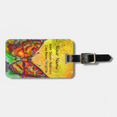 ROTE SCHALTFLÄCHE IN GOLD-GELBEN-GLITZERN-Monogram Gepäckanhänger (Vorderseite horizontal)