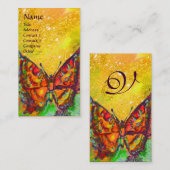 ROTE SCHALTFLÄCHE IN JELLOW GOLD GLITZERN Monogram Visitenkarte (Vorne/Hinten)