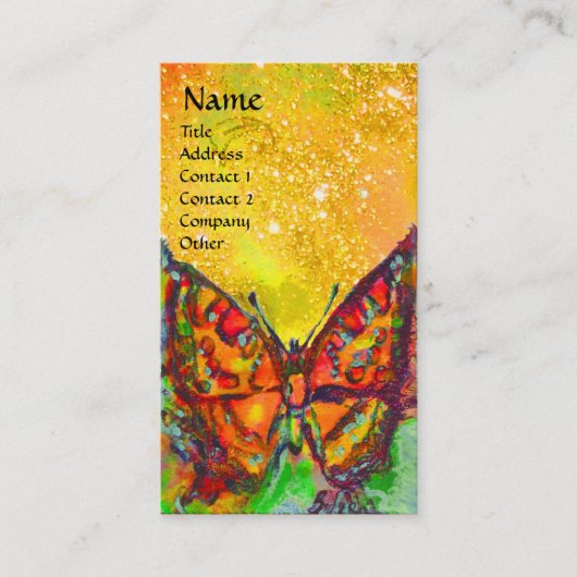 ROTE SCHALTFLÄCHE IN JELLOW GOLD GLITZERN Monogram Visitenkarte (Vorderseite)