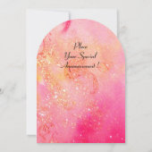 ROTE SCHALTFLÄCHE IN PINK FUCHSIA GOLD GLITZERN EINLADUNG (Rückseite)