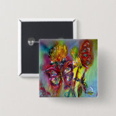 ROTE SCHALTFLÄDEN AUF GELBEN THISTEN, BLUE SKY Flo Button (Vorne & Hinten)