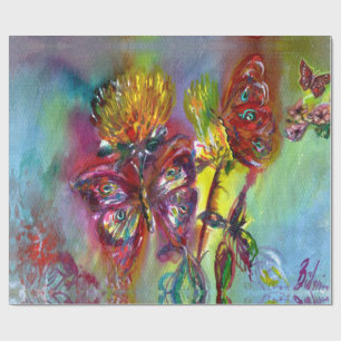 ROTE SCHALTFLÄDEN AUF GELBEN THISTEN, BLUE SKY Flo Geschenkpapier