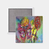 ROTE SCHALTFLÄDEN AUF GELBEN THISTEN, BLUE SKY Flo Magnet (Vorderseite/Rückseite)