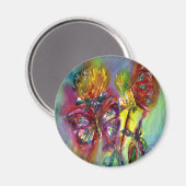 ROTE SCHALTFLÄDEN AUF GELBEN THISTEN, BLUE SKY Flo Magnet (Vorderseite/Rückseite)