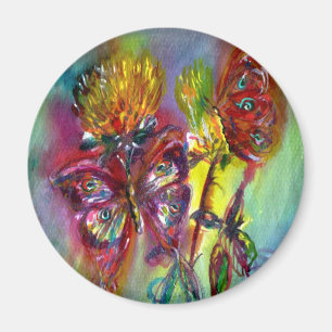 ROTE SCHALTFLÄDEN AUF GELBEN THISTEN, BLUE SKY Flo Magnet