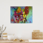 ROTE SCHALTFLÄDEN AUF GELBEN THISTEN, BLUE SKY Flo Poster (Küche)