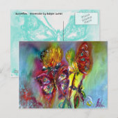 ROTE SCHALTFLÄDEN AUF GELBEN THISTEN, BLUE SKY Flo Postkarte (Vorne/Hinten)