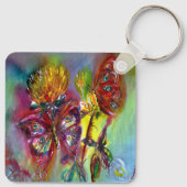 ROTE SCHALTFLÄDEN AUF GELBEN THISTEN, BLUE SKY Flo Schlüsselanhänger (Rückseite)