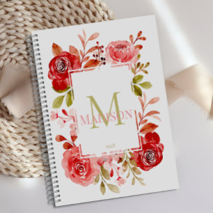 Rote Schamrosen Botanischer Floraler Monogrammplan Planer