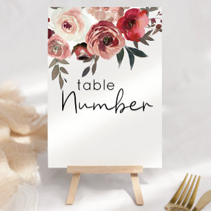 Rote Schamrote Florale Rosen Hochzeit Tischnummer
