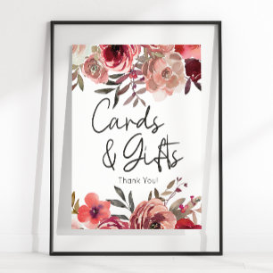 Rote Schamrote Florale Rosen Karte & Geschenke Poster