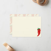 Rote scharfe Paprika Diva Cute Blank Cremeweiß Mitteilungskarte (Vorderseite/Rückseite Beispiel)