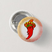 Rote scharfe Paprika Diva Kawaii Style Druck Mexik Button (Vorne & Hinten)