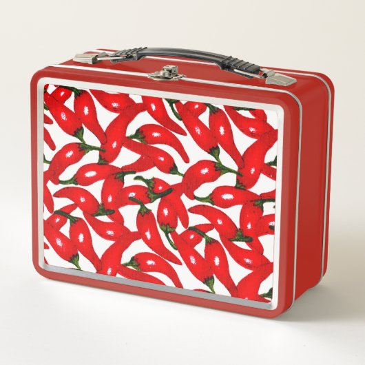 Rote scharfe Paprika Metall Brotdose (Vorderseite)
