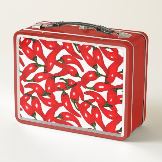 Rote scharfe Paprika Metall Brotdose (Rückseite)
