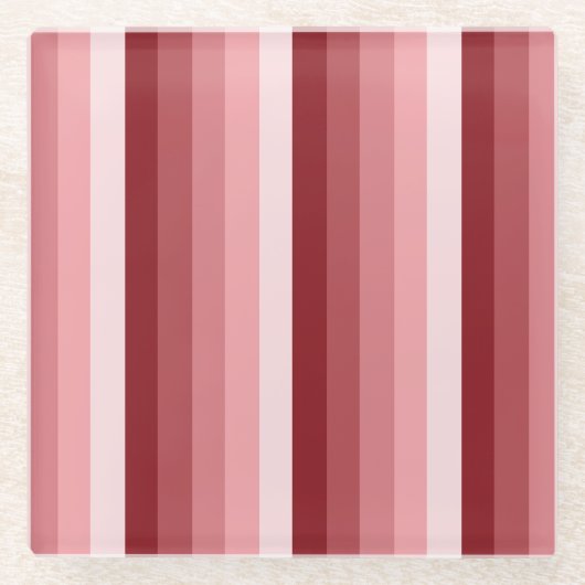 Rote Schattenstreifen Glasuntersetzer (Vorderseite)