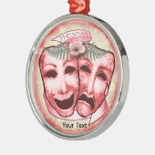 Rote Schauspielermasken Ornament Aus Metall (Links)
