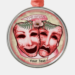 Rote Schauspielermasken Ornament Aus Metall