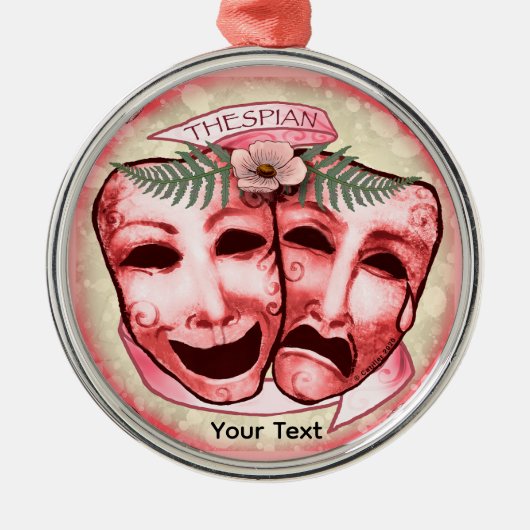 Rote Schauspielermasken Ornament Aus Metall (Vorne)