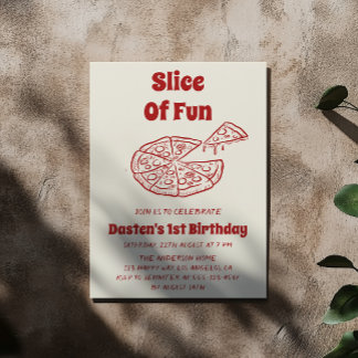 Rote Scheibe Spaß Pizza Erster Geburtstag Einladung