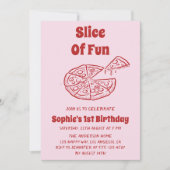 Rote Scheibe Spaß Pizza Erster Geburtstag Einladung (Vorderseite)