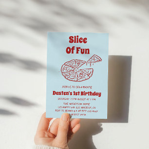 Rote Scheibe Spaß Pizza Erster Geburtstag Party Einladung