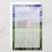 Rote Scheune auf dem Weizen- u. Gerstengebiet in Briefpapier (Vorne/Hinten)