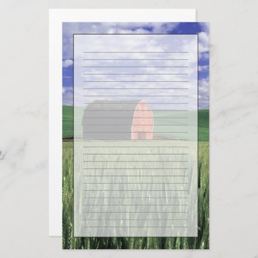 Rote Scheune auf dem Weizen- u. Gerstengebiet in Briefpapier (Vorne/Hinten)