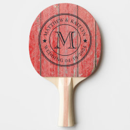 Rote Scheune Bretter Hochzeitsmonogramm Stern Tischtennis Schläger