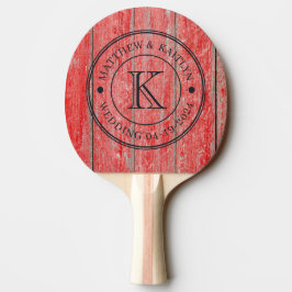 Rote Scheune Bretter Hochzeitsmonogramm Tischtennis Schläger