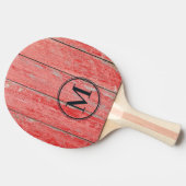 Rote Scheune Bretter Monogramm Tischtennis Schläger (Seitenansicht)