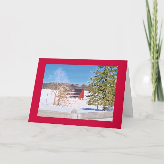 Rote Scheune hinter Zaun auf "nationalem Pike " Karte (Vorderseite)