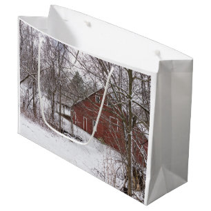 Rote Scheune im Schnee Große Geschenktüte