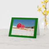 Rote Scheune im Schnee Karte (Gelbe Blume)