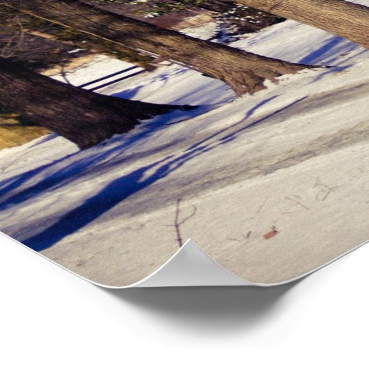 Rote Scheune im Schnee Poster (Ecke)