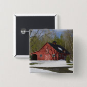 Rote Scheune im Winter Button (Vorne & Hinten)