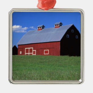 Rote Scheune in Latah County, Idaho-Staat Silbernes Ornament
