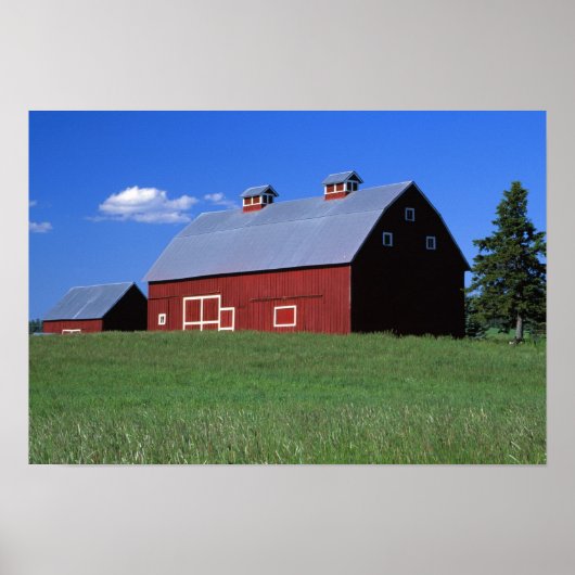 Rote Scheune in Latah Landkreis, Idaho Staat PR MR Poster (Vorne)