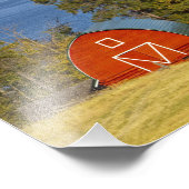 Rote Scheune sitzt am landschaftlichen Flathead La Fotodruck (Ecke)